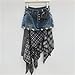 Women Design Patchwork Plaid Ins Slimming Irregular Mid-Length Skirts Black XL