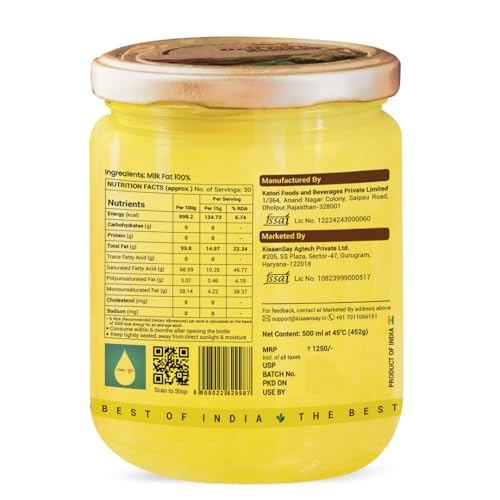 Image of Kisaansay Chambal Desi Cow Ghee 1L | 100% Pure Desi Cow Ghee | Traditionally Bilona Churned | Promotes Gut & Heart Health | Immunity Booster | Rich in Nutrients | Vedic Method | Authentic Ghee (1L)