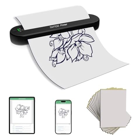 YILONG Bluetooth Tattoo Stencil Printer, Tattoo Thermal Machine with 15 Pcs Tattoo Transfer Paper, Portable Tattoo Transfer Copier Machine for Tattoo Artists and Beginners, ATS886L Cover