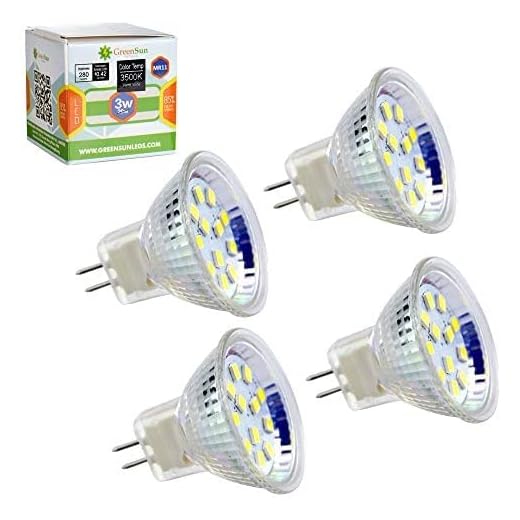 GreenSun LED Lighting MR11 GU4 3 W 12 x 2835 SMD glödlampa LED-spotlight lampa AC/DC 12 V glödlampa spotlight ljus, 4 st varmvit 3000–3 500 k
