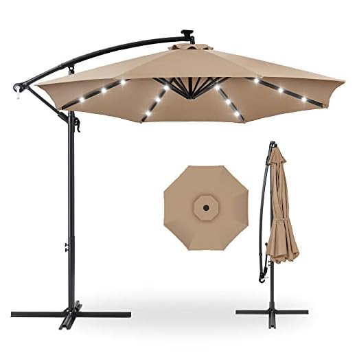 Solar LED Offset Hanging Market Umbrella