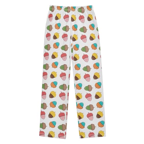 Colorful Pine Cones Boys Long Pants Soft Trousers Elastic Waist Kids Lounge Bottoms with Pockets S-XL