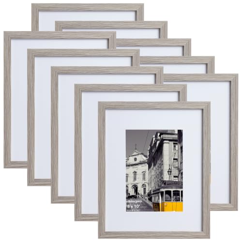 eletecpro 8x10 Picture Frames, Acrylic Cover, Beige, Set of 10
