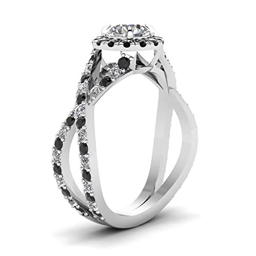 Image of Choose Your Gemstone Infinity Halo Round Diamond CZ Engagement Ring 925 Sterling Silver Round Shape Split Shank Engagement Ring Minimal Surprise Gifts for Ladies US Size 4 to 12