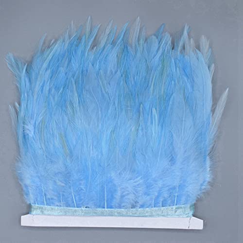 Plumes de coq de selle bleu clair 10m pour couture et customisation de vêtements