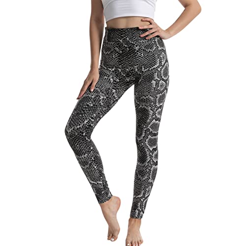 Generisch Leggings para mujer, elásticos, de cintura alta, con estampado de serpiente, mallas para deportes, fitness, exterior y ropa de descanso, control de abdomen, pantalones de deporte, correr