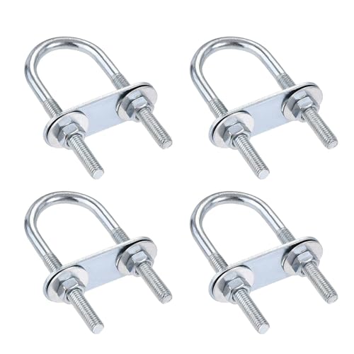 Image of TA-VIGOR 4 Sets M6 Round U Bolts, 25mm Inner Width 70mm Length Steel U Bolts with Nut, Plate, Washer for Attaching Pipe, Conduit, Cable, Tube, Brackets, Boat and Trailer