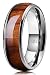 Three Keys Jewelry 8mm Titanium Wedding Band Engagement Ring Silver with Real Santos Rosewood Wood Inlay Comfort Fit Size 8