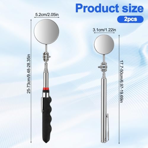 2Pcs Telescoping Inspection Mirror Rotating Head Inspection Mirror — 사진 2