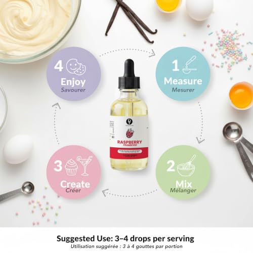 Image of Dolce Flav Natural Raspberry Extract 2 oz - Kosher, Sugar-Free, Concentrated Tart Raspberry Flavoring for Baking, Beverages & Desserts, Includes Measured Dropper
