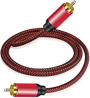 Digital Coaxial Audio Cable 1M,1RCA Male to 1RCA Male Subwoofer Cable Nylon Braided RCA Video Cable for Subwoofer, Home Theater, HDTV, Hi-Fi Systems (1M)