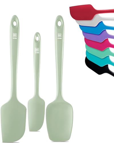di Oro Living Silicone Spatula Set - Rubber Kitchen Spatulas for Baking, Cooking, Mixing - 600°F Heat-Resistant & BPA Free Silicone Scraper Spatulas for Nonstick Cookware - Dishwasher Safe (3pc, Sage)