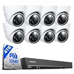 Reolink 12MP PoE Outdoor CCTV Camera System, H.265 16CH NVR with 4TB HDD Continuous Recording, 8X Dome IP Security Cameras with Person/Vehicle Detection, Two-Way Audio, Spotlights, RLK16-1200D8-A