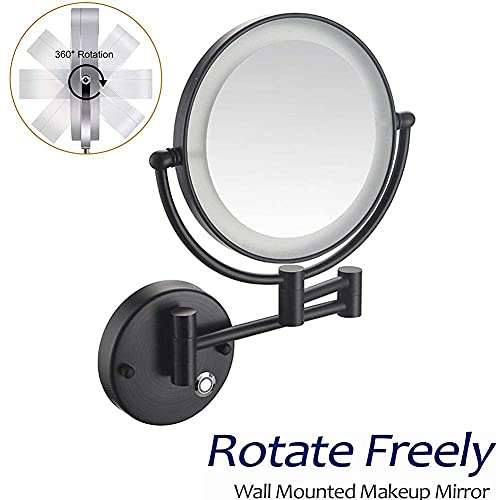 Miroir de maquillage mural extensible 3X noir mat JCAKES de 8 pouces - 5