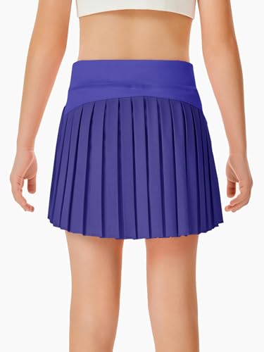 Image of Haloumoning Girls Pleated Skirts with Shorts Athletic Tennis Skorts Sport Performance Skirt with Pockets 4-14 Years