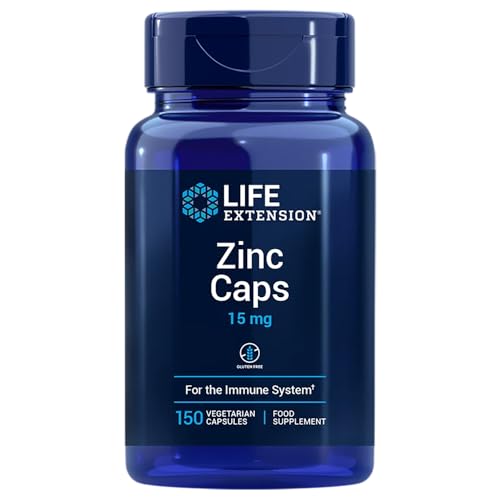 Life Extension - Zinc 15 mg 150 Gélules – Soutient le Système Immunitaire, la Peau, les Cheveux, les Ongles et la Division Cellulaire – Avec OptiZinc®...