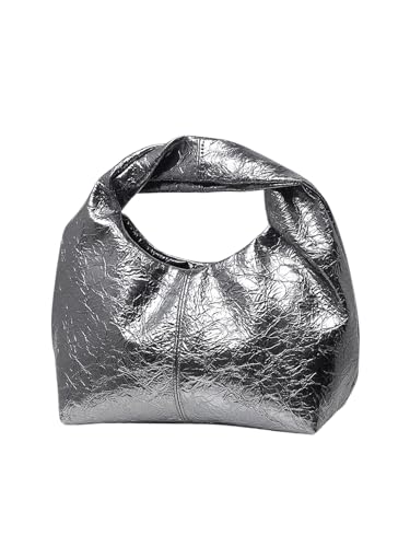 Image of Verdusa Women's Ruched Hobo Mini Handbag Clutch Purse Dumpling Pouch Bag Smoke Grey One-Size