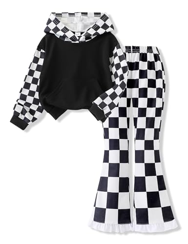 3-9 Years Kids Toddler Girl Clothes bow tie Sweatshirt Flared Pants 2Pcs Fall Winter Outfits Set