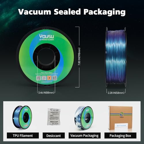 Image of YOUSU Chameleon TPU Filament 1.75mm,TPU Chameleon Color,95A (42D) Flexible Soft 3D Printer Filament,Changes Color with Light and Angles,1KG (2.2lbs) Spool