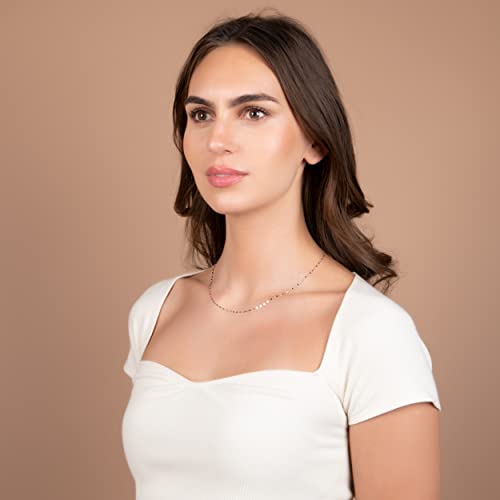 Pori Jewelers 14K Solid Gold 2.0Mm Diamond Cut Mirror Chain Necklace -Choose Your Color - Unisex Sizes 16"-30" (White, 18) #TOP5