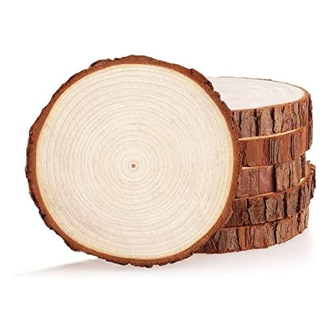 6 Pcs Natural Wood Slices 15-16cm Circle Wooden Discs Wooden Rounds for Arts Crafts Christmas Wall Decor Wedding Christmas DIY Projects Cover