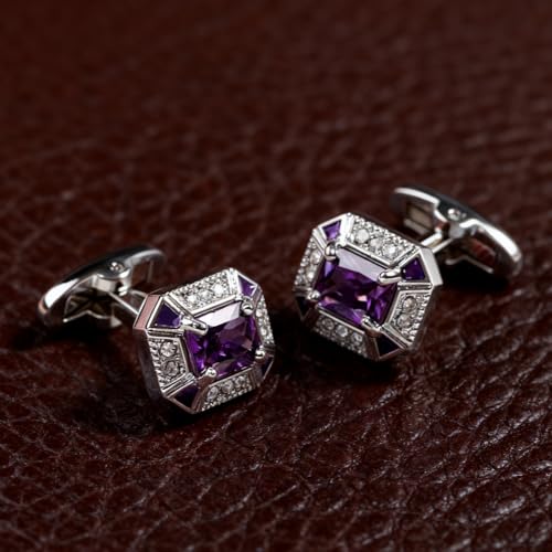 Set de Mancuernas para Hombre, Cristal Rectangular Morado miniatura 2