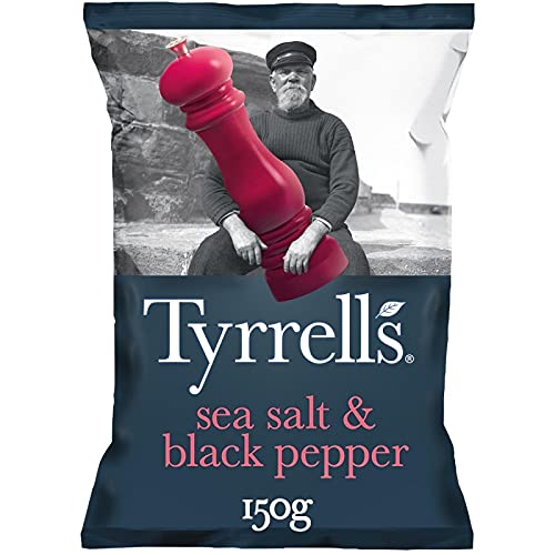 Délice croustillant : Chips Tyrrell's au Poivre Noir et Sel - 150g | Savoureuses & Authentiques | Idéales pour l'Apéritif | Marque Renommée - Le Lot De 3