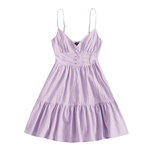 ZAFUL Women s Mini Dress Spaghetti Straps Sleeveless Boho Beach Dress (L, Light Purple-Z)
