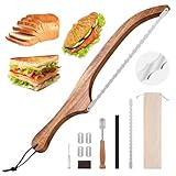 Mooues Bread Knife Set, Acacia Wood(15.7") - Double Serrated Bread Knife for Homemade Bagels, Baguettes and More - Sourdough Bread Slicer, Cuts Thin, Even Slices - Premium Stainless Steel