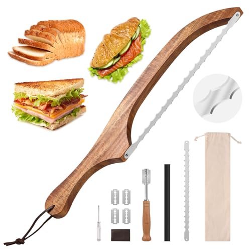 Mooues Bread Knife Set, Acacia Wood(15.7