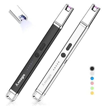 AMAZON - Aneagle Lighter Electric Candle Lighter 2 Packs Upgraded Rechargeable Candle Lighter with LED Flashlight Windproof Flameless and Hanging Hook LED Battery Display Arc Lighter for Candle Grill Camping