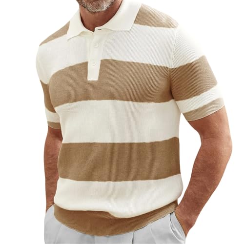 Polo tricoté pour homme à rayures, l'élégance d'un col vintage coupe droite