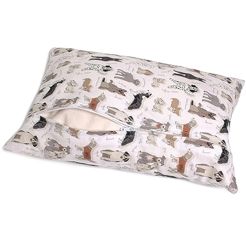 Zirbenkissen 30x20cm Bio-Baumwolle 'Liebe Hunde' + Bio-Inlett - 100% naturrein. Duftkissen mit Zirbenspäne