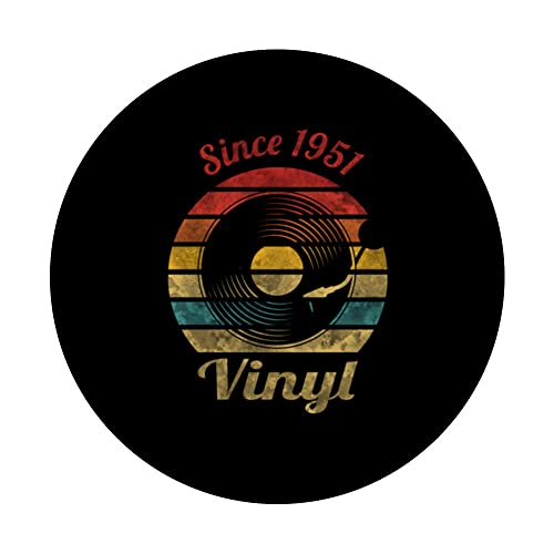 Since 1951 Vinyl Retro Record Vintage Music PopSockets Swappable PopGrip, Black - Image 3