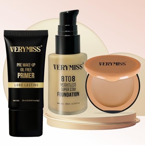 Image of Verymiss Premium Makeup Kit For Women & Girls I Primer + Foundatin + Compact Powder I Gift Set I Vegan (Pack of 3) (Combo 3)