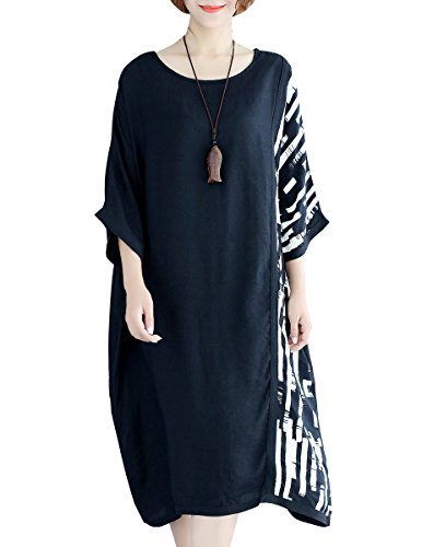 Ellazhu Donna in Autunno Vestito in Cotone con