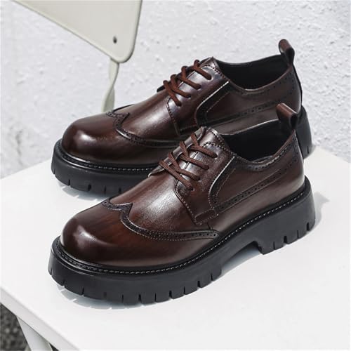 Men's Platform Wingtip Brogue Dress Shoes Vintage Leather Oxford Derby Shoes Casual Work Business Dress Office Shoes4