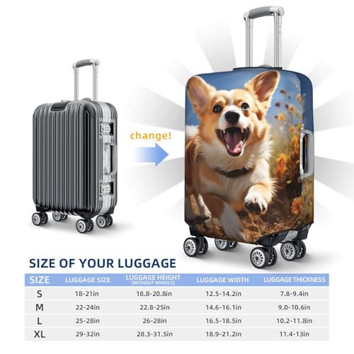 Luggage Cover for Travel Elastic Suitcase Cover Running Corgi Luggage Covers Fashion Suitcase Protector Thickened Baggage Cover Dustproof Suitcase Sleeve Fits 18-32 Inch Luggage2