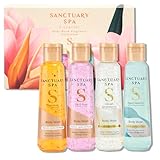 Sanctuary Spa Body Wash Gift Set, Discovery Collection of 4 Travel‑Size Body Washes (Aqua Serenity, Golden Sandalwood, Lily & Rose, Signature), Vegan, 95% Natural, Cruelty Free, 300ml