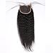 Meodi Hair Brazilian Human Hair Italian Coarse Yaki Lace Closure Kinky Straight Bleached Knots with Baby Hair Natural Color Can be Dyed (14inch free part)