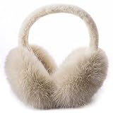 ZMUBB Winter Ear Muffs for Women Men - Foldable Fuzzy Earmuffs Faux Fur Ear Warmer, Perfect Ear Covers for Cold Days (light khaki)