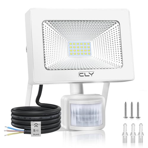 CLY 20W LED Strahler mit Bewegungsmelder,Scheinwerfer 6500K 2100LM IP66 Wasserdicht, Außenstrahler Superhelle, LED Fluter Sensorleuchten für Garten, Hint0erhof, Garage, Türen