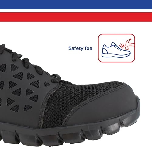 Image of Reebok Mens Rb409 Sublite Cushion Work Safety Athletic Composite Toe Shoe Black