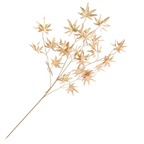 Alidamo Artificial Golden Maple Leaf Branches 18–24”, Metallic Faux Fall