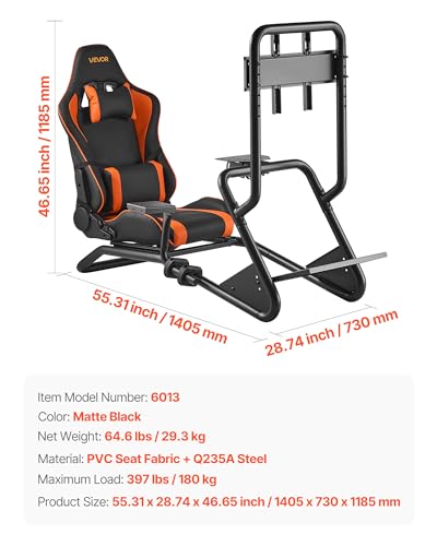 Image of VEVOR Racing Wheel Stand, Heavy-Duty Simulator Cockpit Steering Wheel Stand with Monitor Stand, Fit Logitech G25,G27,G29,G920,G923, Thrustmaster T300RS,TX F458,T500RS,T3PA-PRO (F1 /GT) and CSR Pedals