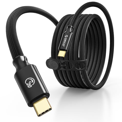 Image of ORICO Auso 20Gbps USB-C Cable 3.3FT with PD 240W Fast Charging, 4K60Hz Video,Thunderbolt4 /3 USB4 Compatible Data Cable,for iPhone 17 /16 /15 MacBook Docking -Black