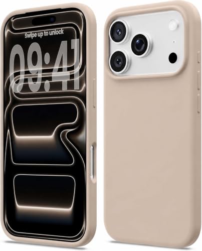 Image of DIZORO Compatible with iPhone 17 Pro Max / 18 Pro Max Case, Liquid Silicone 3 Layers Full Covered Soft Gel Rubber Phone Case,Shockproof Protective Cover with Anti-Scratch Microfiber Lining- Desert