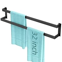 Double Towel Bar, 32Inch Towel Rack for Bathroom,Towel Holder Wall Mounted, Double Towel Rod Towel Rail Hanger for Wall, Kitchen (Matte Black)