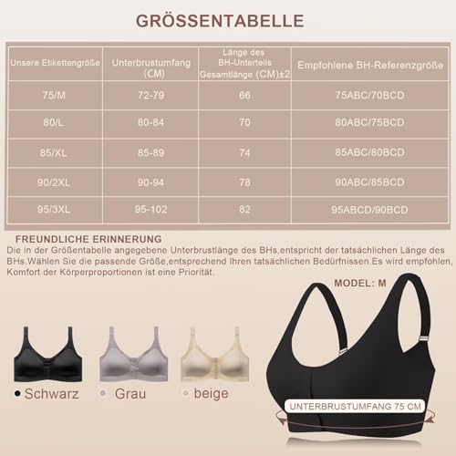 CYTMTZGA Mastektomie-BH, Vorne Verschluss Nahtloser OP-BH mit Prothesentasche für Brustprothesen Brustformen BL80
