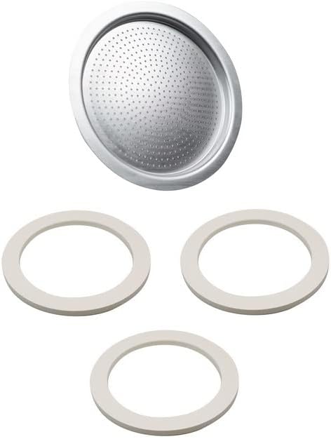 Univen 2.25" (57mm) Espresso Filter and Gasket Seals Compatible with Bialetti 3 Cup Aluminum Espresso Makers